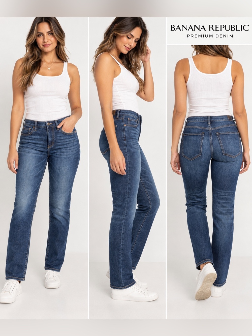 Banana Republic Premium Denim Women’s Jeans Size 28 Blue Stretch Straight Leg